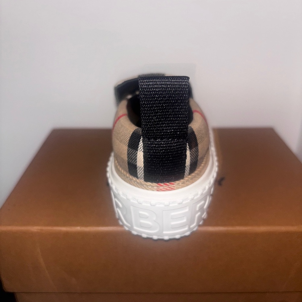 Burberry Tan Black Check Slip-On Kids Sneaker - Picture 4 of 4